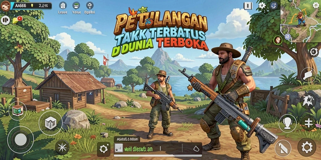 Screenshot gameplay AA666 menampilkan petualangan seru di dunia yang luas.