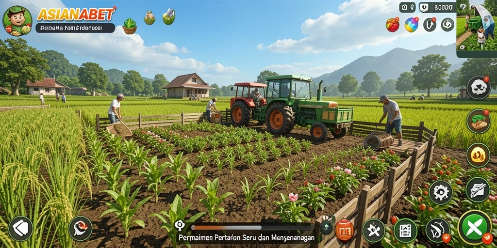 Tampilan gameplay ASIANABET yang menampilkan suasana ladang yang indah.
