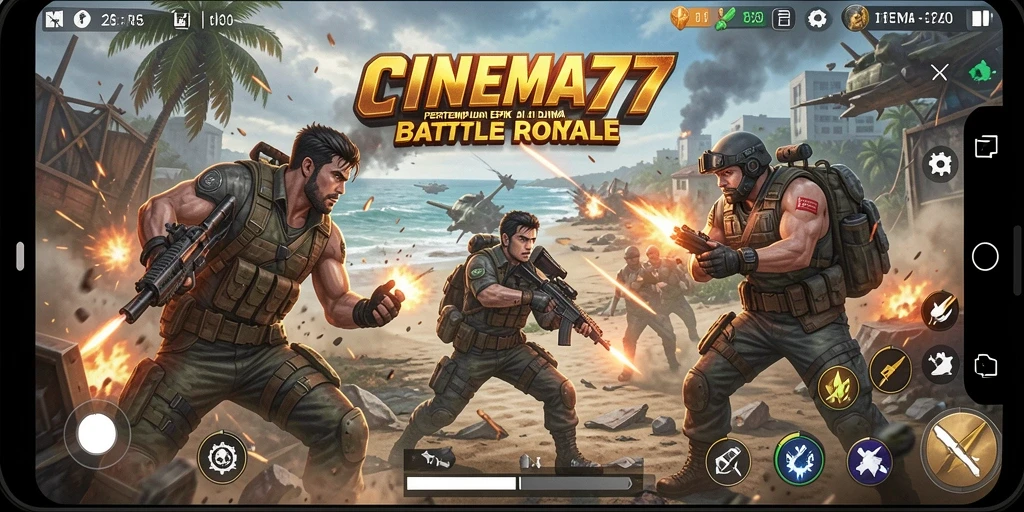 Gameplay Battle Royale yang seru dan intens di CINEMA77.