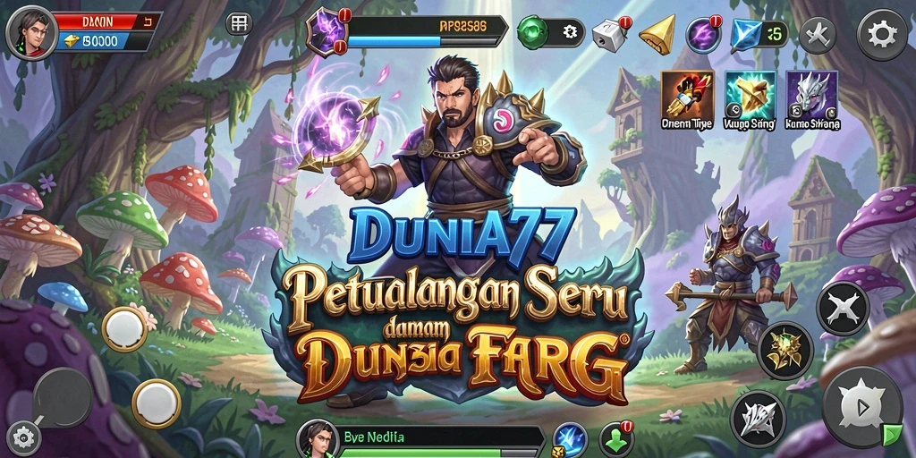 Tampilan gameplay <strong>DUNIA77</strong> yang epik dalam dunia RPG.