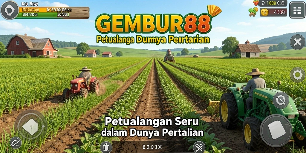 Screenshot gameplay <strong>GEMBUR88</strong> menunjukkan petani sedang merawat tanaman di ladang.