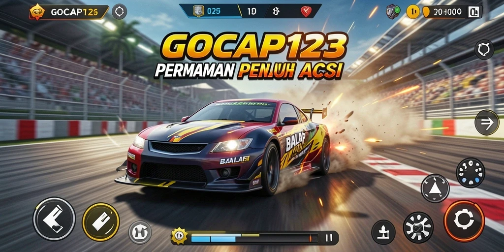 Gameplay GOCAP123 dengan aksi balap mendebarkan.