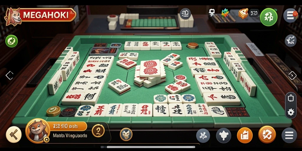 Tangkapan layar permainan MEGAHOKI menampilkan momen seru bermain Mahjong.
