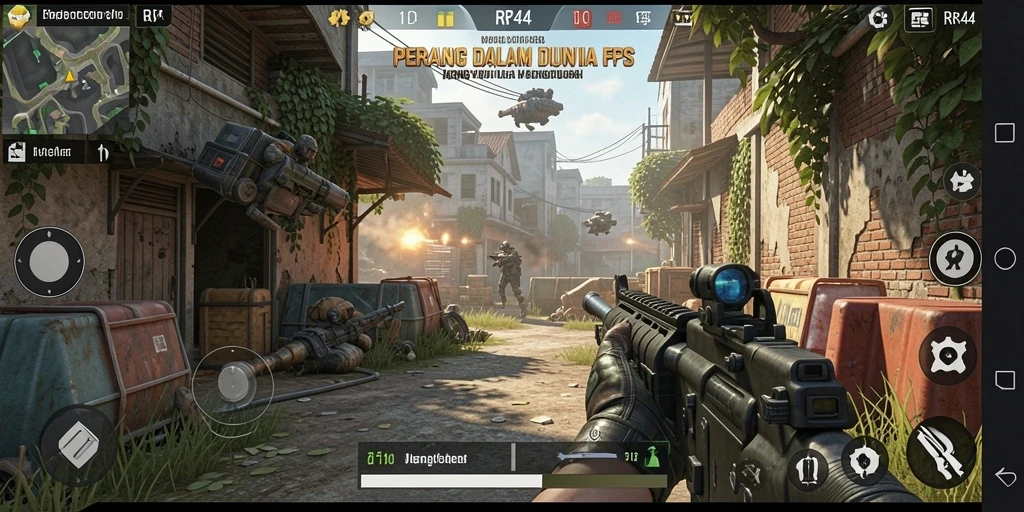 Tangkapan layar gameplay menunjukkan aksi seru di RR44.