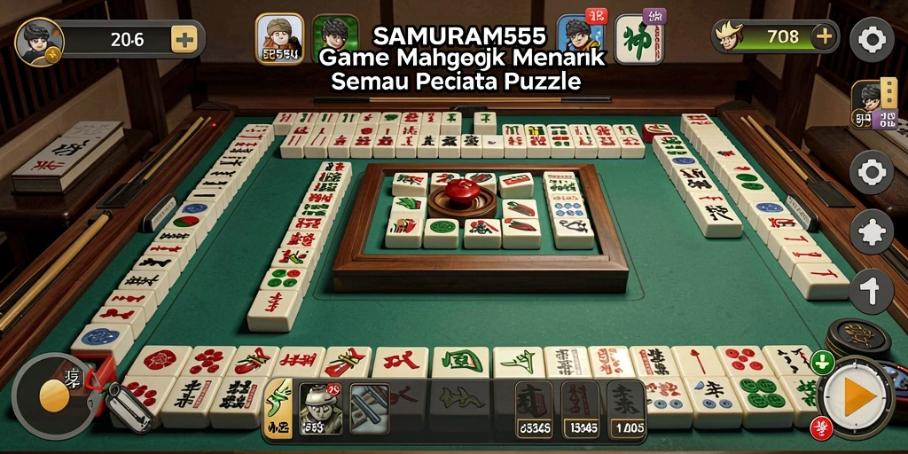 Tampilan gameplay Mahjong SAMURAI555 yang menarik dan penuh warna.
