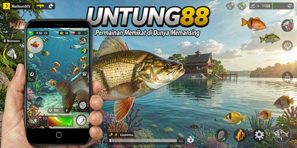 Tampilan gameplay menarik dalam UNTUNG88 saat menangkap ikan.